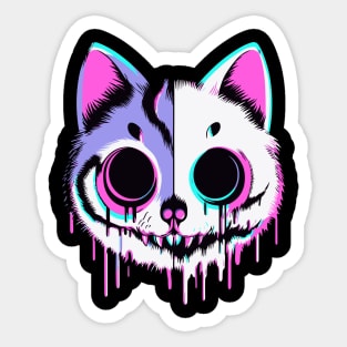 Trippy cat head glitch Sticker